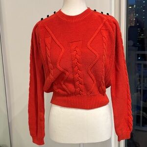 Forever 21 Bold Red Crew Neck Sweater